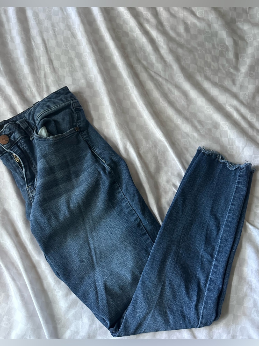 1822 Denim Fray Hem Skinny Jeans Blue Size 8